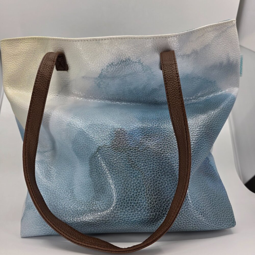 Archival Papaya Art Abstract Luxe Tote - Blue Tassel / Boho / Artistic - Picture 2 of 9
